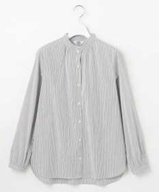 J.PRESS LADIES 【洗える】BEZ ドビーストライプ フリルネック ブラウス