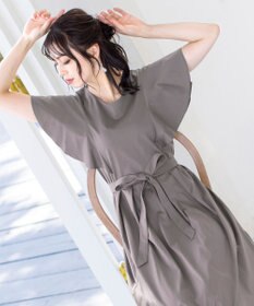 Tiaclasse L 【洗える】ストレスフリーで着用できるカットソーフレアワンピース