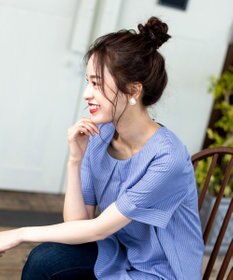 Tiaclasse L 【洗える】体型カバーも叶う幅広カフスチュニックブラウス