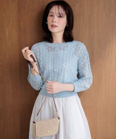 組曲 【先行予約・前後着用可】コットンフラワーレーシー カーディガン