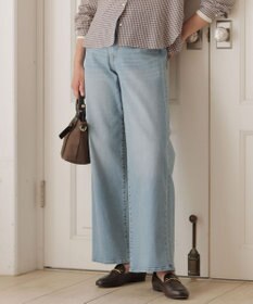 J.PRESS LADIES 【洗える】BASIC STRETCH DENIM ワイド ストレート デニム ブリーチ系