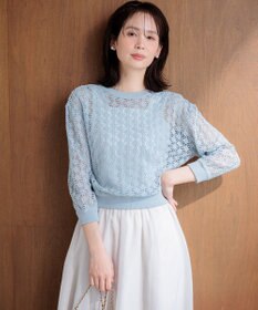 組曲 【先行予約・前後着用可】コットンフラワーレーシー カーディガン