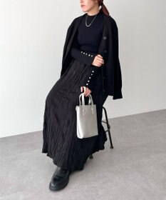 CRAFT STANDARD BOUTIQUE 洗える/とてもち袖フレア釦ボトルネックニットプルオーバー/24AW