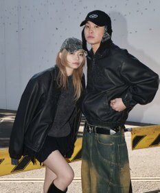 WEGO 【ユニセックス着用ITEM】PUダメージアップリケブルゾン