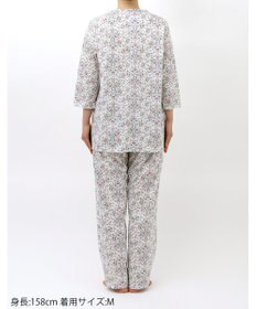 WACOAL ワコール_リラックス＆スリープ パジャマ 7分袖 長袖 長ズボン 綿100%(本体) ミントン レディース NDT256 /ワコール