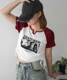 WEGO キーネックサイドレースアップちびT