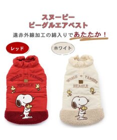 PET PARADISE 犬 服 秋冬 遠赤外線 スヌーピー エア ベスト 【小型犬】 レッド ホワイト