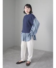 CRAFT STANDARD BOUTIQUE 後リボン切替ギャザーチュニックブラウス