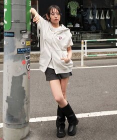 WEGO 【ユニセックス着用ITEM/MLサイズ展開】ワンポイントノースリジップパーカー