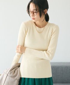 CRAFT STANDARD BOUTIQUE 洗える/とてもちクルーネックリブニットプルオーバー