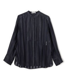 BEIGE， HAUYNITE / シアーストライプバンドカラーブラウス