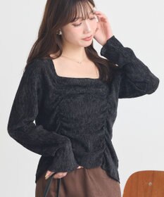 earth music&ecology プリーツベロア風ギャザープルオーバー