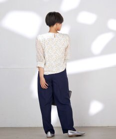 Tiaclasse L 【洗える】花柄Vネックブラウス