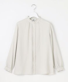 J.PRESS LADIES L 【洗える】ヌーディスバックサテン フリル襟 ブラウス
