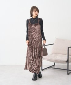 earth music&ecology クラッシュベロアシャーリングワンピース