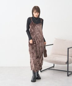 earth music&ecology クラッシュベロアシャーリングワンピース