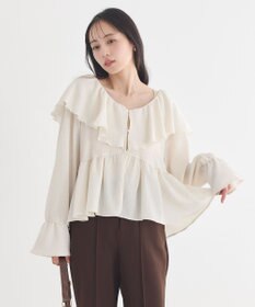 earth music&ecology 【予約】ラッフルカラーカットブラウス