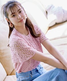 Tiaclasse 【洗える】チュールレースブラウス