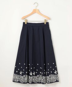 組曲 レースパネルプリント タックフレアスカート