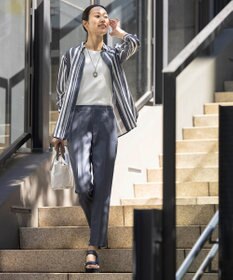 J.PRESS LADIES L 【セットアップ対応・洗える・撥水・防汚】コットンFITTYシャーク テーパード パンツ