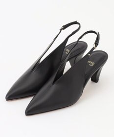 BEIGE， 【一部店舗限定】HENRI EN VARGO / NIKI Vカットバックバンドパンプス Black