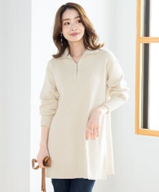 Tiaclasse 【洗える】ハーフジップニットチュニック