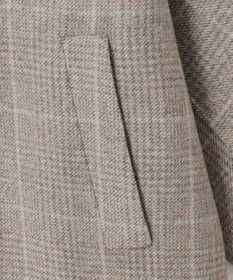 自由区 L 【17号サイズまで展開・カタログ掲載】ウールリバーチェック柄ノーカラー コート