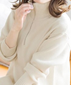 Tiaclasse 【洗える】ハーフジップニットチュニック