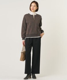 J.PRESS LADIES L 【一枚で着映え】フクレジャガード ハーフジップ トップス