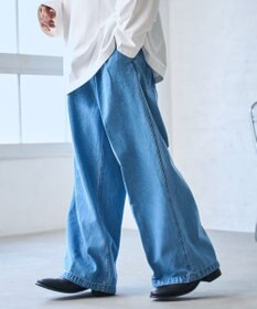 WEGO 【ウエストゴム】スーパーバギーデニムスラックス