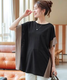 Tiaclasse 【洗える】配色カットソードルマントップス