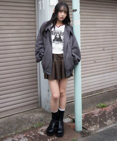 WEGO 【ユニセックス着用ITEM/MLサイズ展開】フェイクスウェードロゴスウィングトップ