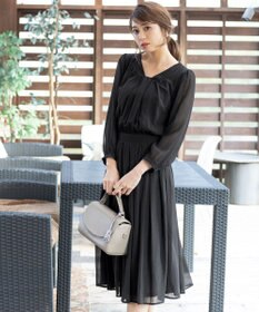 Tiaclasse L 【新色追加・洗える】シフォンギャザーワンピース