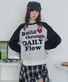 WEGO 【2025年秋冬新作】フラッフィーグラフィックニットBIGプルオーバー