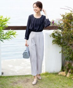 Tiaclasse L 【洗える】大人上品なタックパールブラウス