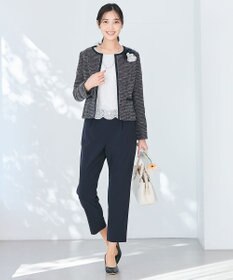 ANY SIS 【セットアップ対応】リップルボーダー ノーカラー ジャケット