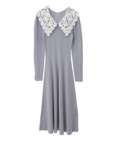 earth music&ecology 襟レースニットワンピース