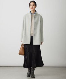 J.PRESS LADIES ショートビーバー ミディ丈 スタンドカラー コート