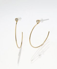 Phoebe 【金属アレルギー対応】スリムフープビジューセラミックピアス