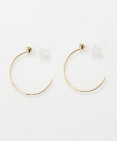 Phoebe 【金属アレルギー対応】スリムフープビジューセラミックピアス