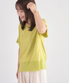 Green Parks シアーリブ切替楊柳プルオーバー
