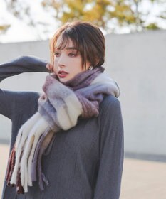 Tiaclasse 大判チェックシャギーマフラー