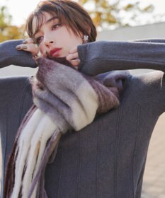 Tiaclasse 大判チェックシャギーマフラー