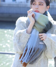 Tiaclasse 大判チェックシャギーマフラー