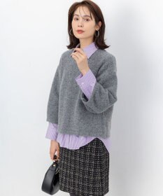 組曲 S 【加藤ローサさん着用】コットンタッチシャーティングボウタイ付き シャツ