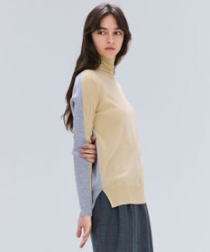 BEIGE， 【洗える・VERY NaVY12月号掲載】LA MONNAIE / バイカラーウールタートルニット Mustard × L.Gray