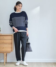 ANY 【ウエストゴム】イージーケアライトストレッチテーパードパンツ