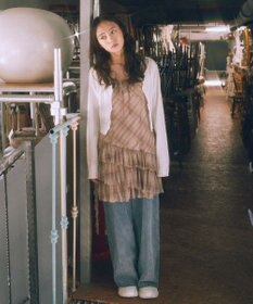 earth music&ecology フロントリボンチェックミニキャミワンピース