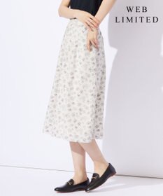 J.PRESS LADIES L 【WEB限定・洗える】ラインフラワープリント タック スカート