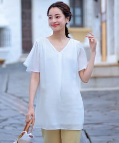 Tiaclasse フレアスリーブチュニックブラウス